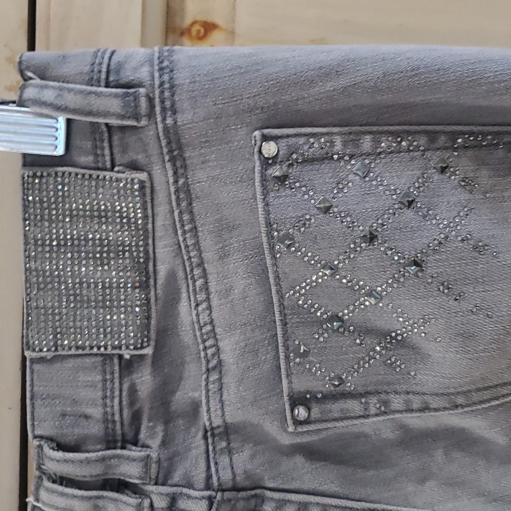 Studded Jeans Glitter Gray size O stretch WHBM
